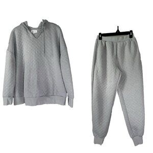 Daydream Womens S Gray Quilted Sweatshirt Jogger Set Cozy Loungecore Athleisure